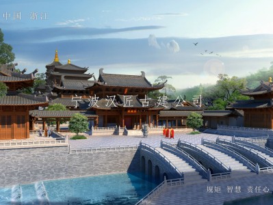 厦门寺院重建规划设计方案鸟瞰图—积福禅寺